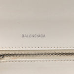 Shiny Box Calfskin Tonal B Hourglass Stretch Top Handle Bag White