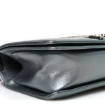 Metallic Lambskin Glass Pearl Embroidered Medium Boy Flap  Silver
