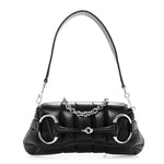 Nappa Vertical Matelasse Small Maxi Horsebit Chain Shoulder Bag Black