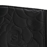 Lambskin Camellia Embossed Wallet On Chain WOC Black
