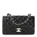 Lambskin Quilted Mini Rectangular Flap Black