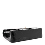 Patent Quilted Medium Double Flap Black