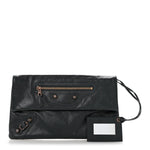 Agneau Giant 12 Rose Gold Hardware Envelope Clutch Anthracite