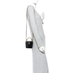 Patent Quilted Afternoon Tea Top Handle Vanity Case With Chain Black