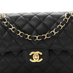 Caviar Quilted Small Double Flap Black