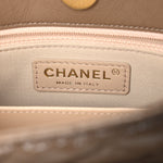 Shiny Crumpled Calfskin Quilted Wavy CC Hobo  Dark Beige