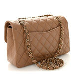 Lambskin Quilted Small Double Flap Brown