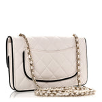 Lambskin Quilted Resin CC Mini Flap Bag White Black