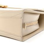 Calfskin Chevron Quilted Large Medal Flap Light Beige