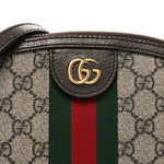 GG Supreme Monogram Textured Dollar Calfskin Web Small Ophidia Dome Shoulder Bag Beige Ebony New Acero
