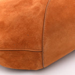 Suede Calfskin Medium Lotus Tote Caramel