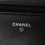 Lambskin Camellia Studded Wallet on Chain WOC Black