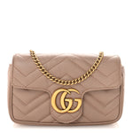 Calfskin Matelasse Super Mini GG Marmont Shoulder Bag Porcelain Rose