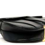 Grained Calfskin Mini Saddle Bag Black