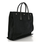 Linen Calfskin Rive Gauche North South Tote Black