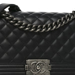Calfskin Quilted Medium Boy Flap Black