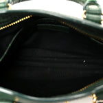 Shiny Supple Calfskin Crocodile Embossed Gold Metallic Edge Hardware Nano City Green