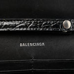 Shiny Calfskin Monochrome Crocodile Embossed Hourglass Chain Bag Black