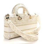 Canvas Embroidered Medium Jardin D'Hiver Lady D-Joy White Gold