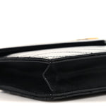 Calfskin Matelasse Chevron Monogram Envelope Chain Wallet Black