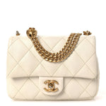 Caviar Quilted Mini Sweetheart Flap White