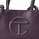 Vegan Leather Small Shopping Bag Eggplant