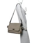 GG Plus Monogram Messenger Diaper Bag Dark Brown