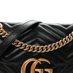 Calfskin Matelasse Small GG Marmont Shoulder Bag Black