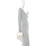 Grained Calfskin Mini Saddle Bag White