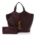 Lambskin Quilted Maxi Icare Shopping Tote  Rouge Cabernet