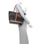 Triomphe Canvas Calfskin Medium Cabas Bag Tan
