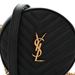 Grain De Poudre Matelasse Chevron Quilted Round Vinyle Camera Bag Black