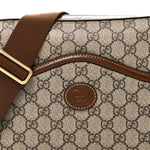 GG Supreme Monogram Azalea Calfskin Retro Interlocking G Messenger Shoulder Bag Beige Ebony Brown Sugar