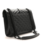 Grain De Poudre Textured Mixed Matelasse Triquilt Medium Monogram Monochrome Satchel Black