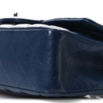 Caviar Quilted Medium Double Flap Navy