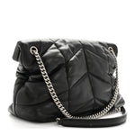 Lambskin Quilted Medium Loulou Puffer Monogram Chain Satchel Black