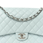 Caviar Quilted Maxi Double Flap Light Blue