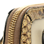 Snakeskin Boarded Plutone Calfskin Mini Horsebit 1955 Top Handle Bag White Multicolor