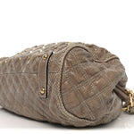 Snakeskin Embossed Calfskin Quilted Studded Beige