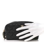Caviar Quilted Toiletry Case With Chain Black
