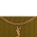 Lambskin Carre Quilted Cassandre Chain Wallet Olive Drab