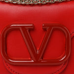 Calfskin Enamel Vlogo Small Loco Shoulder Bag Rouge Pur