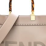 Vitello King Plexiglass Logo Embossed Medium Fendi Sunshine Shopper Tote Tortora