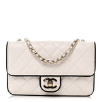 Lambskin Quilted Resin CC Mini Flap Bag White Black