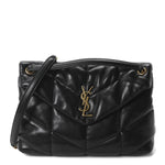 Lambskin Quilted Medium Loulou Puffer Monogram Chain Satchel Black