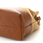 Suede Calfskin Shiny Lambskin Quilted Small Coco Base Shopping Bag Beige Brown