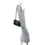 Suede Maxi Intrecciato Padded Chain Cassette Crossbody Bag Emerald Green