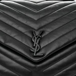 Calfskin Y Quilted Monogram Monochrome Large Loulou Chain Satchel Black