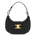 Smooth Calfskin Medium Strap Ava Triomphe Shoulder Bag Black
