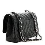 Caviar Quilted Medium Double Flap Black